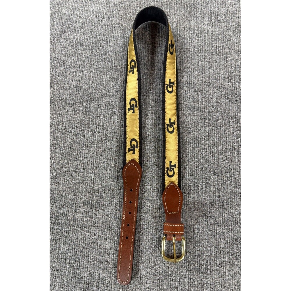 Georgia Tech Cotton/Leather Belt Size 33 Made In USA